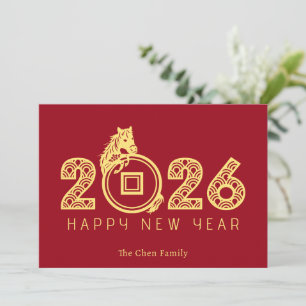 Modern Chinese Lunar New Year of Horse 2026 Holiday Card