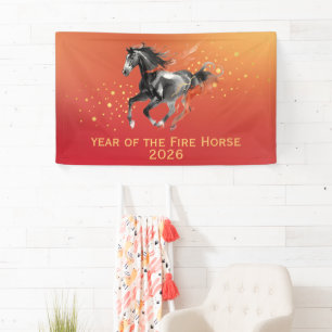 Modern Chinese New Year 2026 Horse Ink New Year Banner