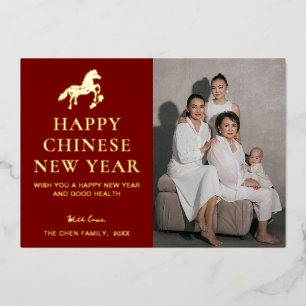 Modern Chinese New Year  Foil Holiday Card
