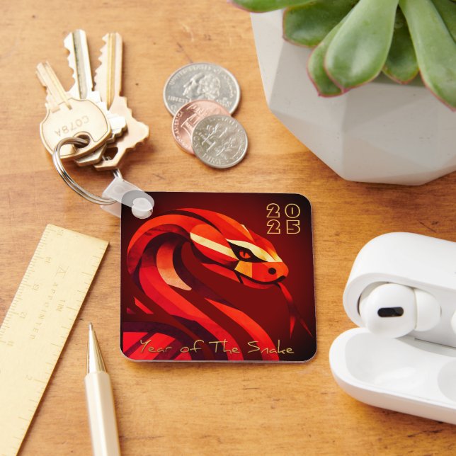 Modern Chinese New Year Snake 2025 BSqK03 Key Ring (Desk)