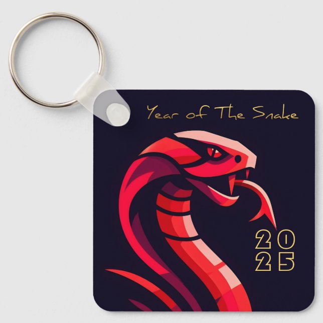 Modern Chinese New Year Snake 2025 BSqK05 Key Ring (Front)
