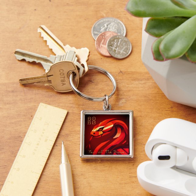 Modern Chinese New Year Snake 2025 MSqK03 Key Ring (Desk)