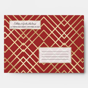 Modern Chinese Red Art Deco Geometric Pattern Envelope