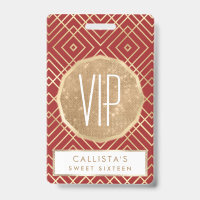 Modern Chinese Red Art Deco Geometric Pattern