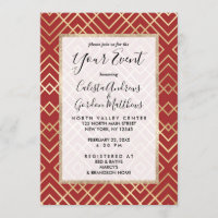 Modern Chinese Red Art Deco Geometric Pattern