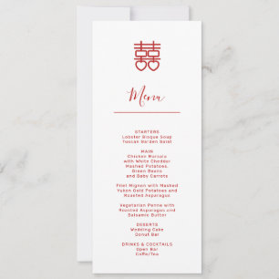 Modern Chinese Wedding Menu Card