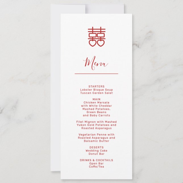 Modern Chinese Wedding Menu Card (Front)