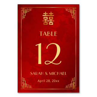 Modern Chinese Wedding Table Number