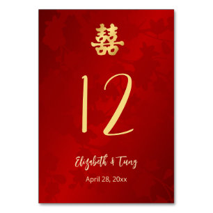 Modern Chinese Wedding Table Number