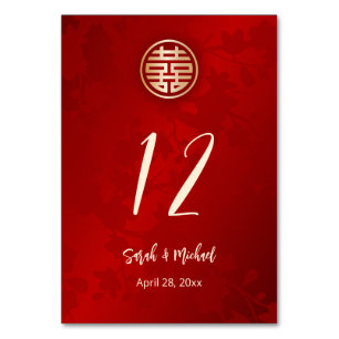 Modern Chinese Wedding Table Number
