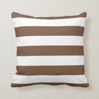 Modern Chocolate Brown and White Stripes Cushion