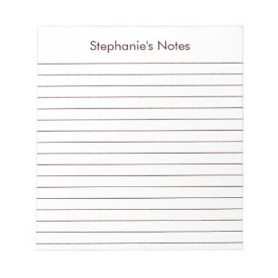 Modern Chocolate Brown Lined Personalised Notepad