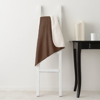 Modern Chocolate Brown Plain Solid Colour Sherpa Blanket