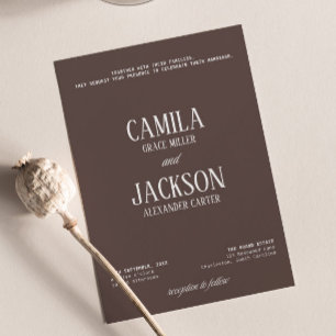 Modern Chocolate Brown Wedding Invitation
