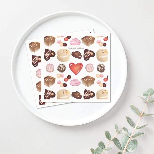 Modern Chocolate Candy Confectionery Heart Pattern Napkin (Creator Uploaded)