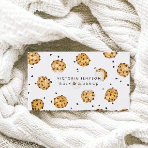 Modern chocolate chips cookies watercolor pattern business card