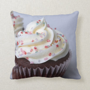 Modern Chocolate Cupcake Vanilla and Sprinkles Cushion