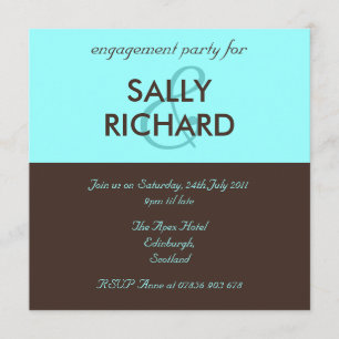 Modern Chocolate & Mint Engagement Party Invitation