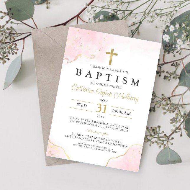 Modern Christening Girl Baptism Invitation (Creator Uploaded)