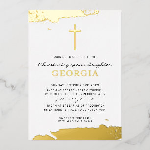 MODERN CHRISTENING gold foil cross classic