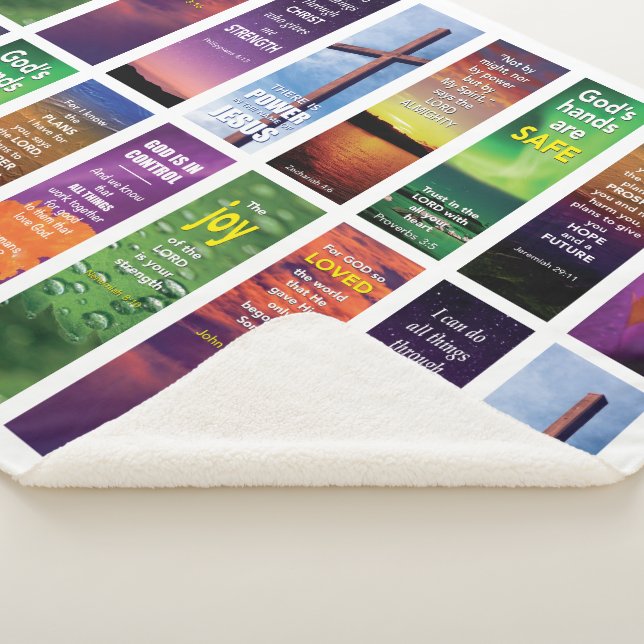 Modern Christian Bible Scripture Verses Sherpa Blanket (3/4)