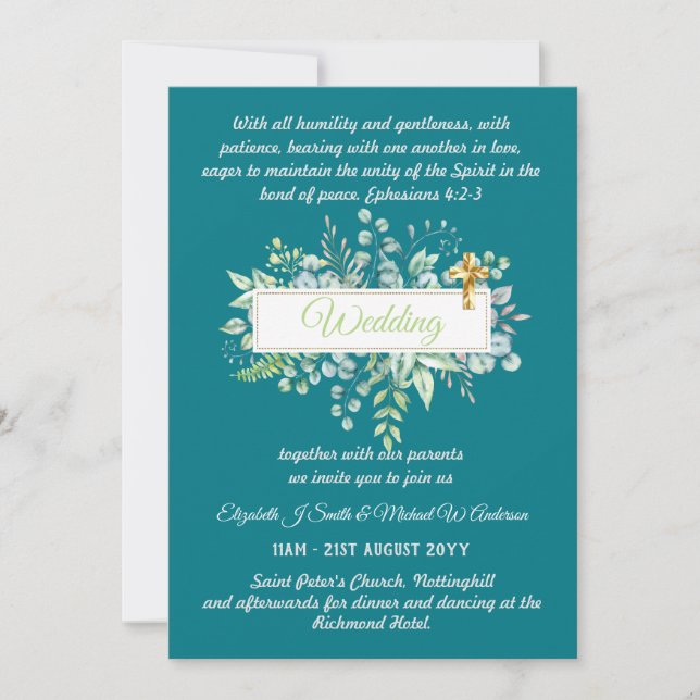 Modern Christian Catholic Wedding Invitation  (Front)