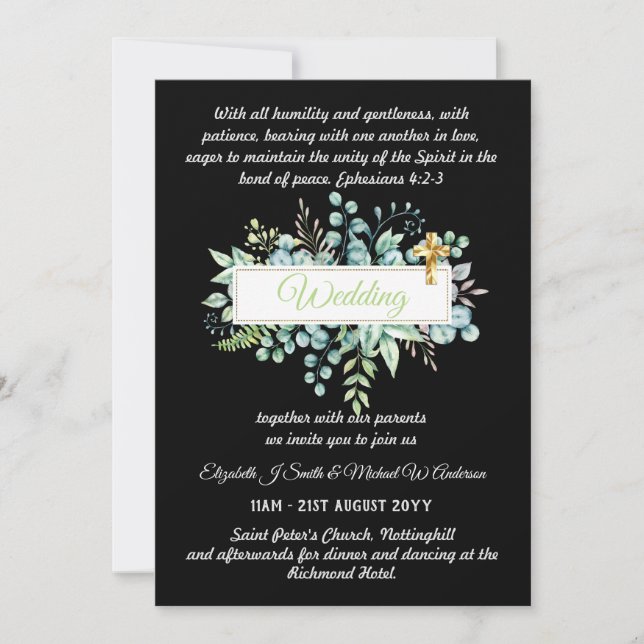 Modern Christian Catholic Wedding Invitation  (Front)