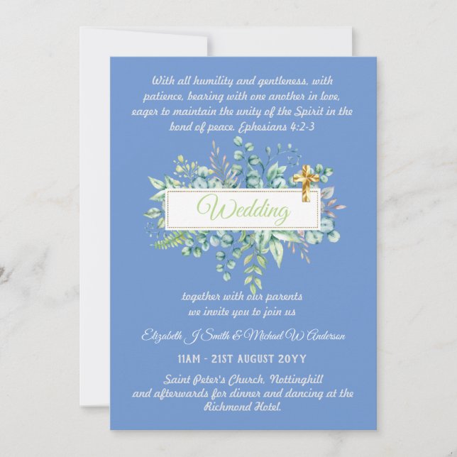 Modern Christian Catholic Wedding Invitation  (Front)