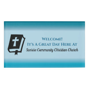 Modern Christian Church Greeter Usher Gradient Nam Name Tag