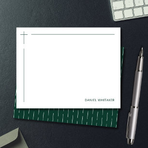 Modern Christian Cross Monogrammed Minimal Green Card