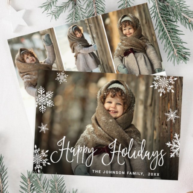 Modern Christmas 4 PHOTO Greeting Holiday Card (Creator Uploaded)