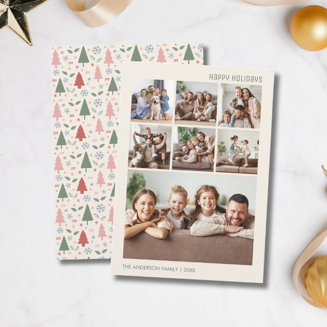 Modern Christmas 7 Family Photo Collage Holiday Card (Modern Christmas 7 Family Photo Collage Holiday Card)