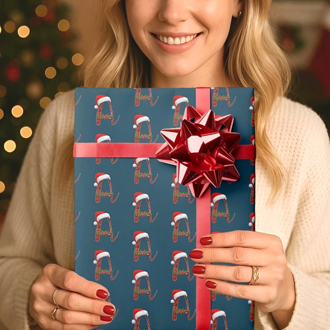 Modern Christmas Alphabet A Custom Wrapping Paper (Creator Uploaded)