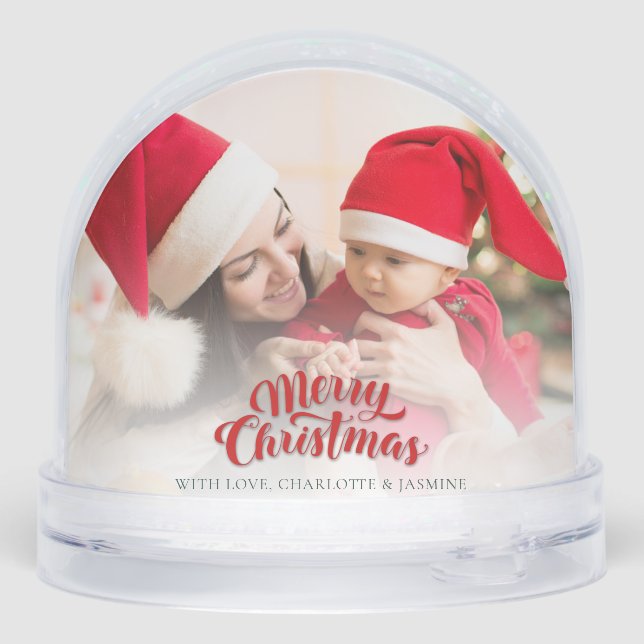 Modern Christmas Baby Photos with Mum Holidays Snowglobe (Back)