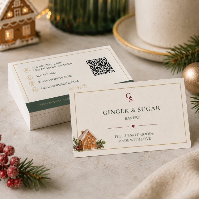 Modern Christmas Bakery QR Code Business Card (Modern Christmas Bakery QR Code Business Card)