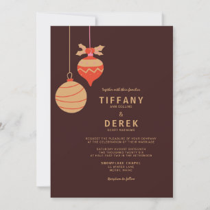 Modern Christmas Baubles Wedding Invitation