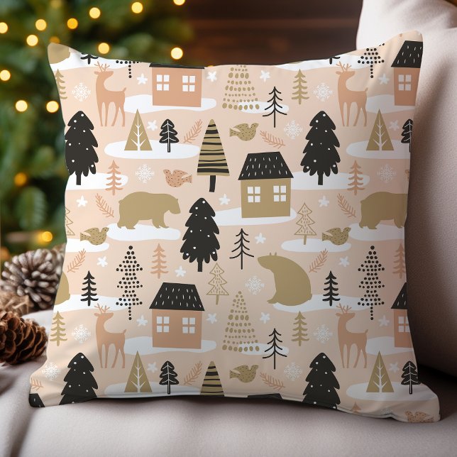 Modern Christmas Bear Village Cushion (Creator Uploaded)