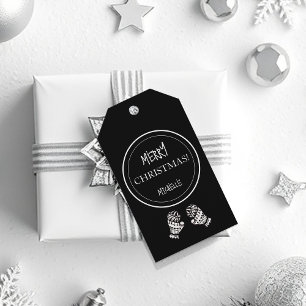 Modern Christmas Black and White Personalised Gift Tags