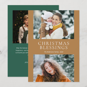 Modern Christmas Blessings Photo Holiday Card