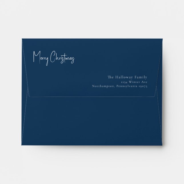 Modern Christmas | Blue Card Envelope (Back (Top Flap))