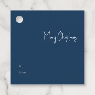 Modern Christmas   Blue Square To From Gift Tag