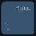 Modern Christmas | Blue To From Square Sticker<br><div class="desc">This modern Christmas | blue to from square sticker is perfect for your minimalist shabby chic boho blue and white holiday greeting. The minimal whimsical handwritten calligraphy is delicate and rustic while staying classy and elegant. You will find that everything about this product is editable, so feel free to add...</div>