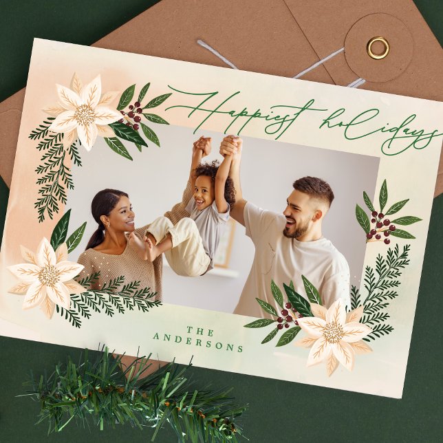 modern christmas botanical Christmas Photo Holiday Card (Creator Uploaded)