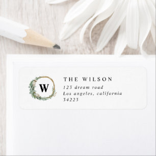 Modern Christmas botanical Return Address Label
