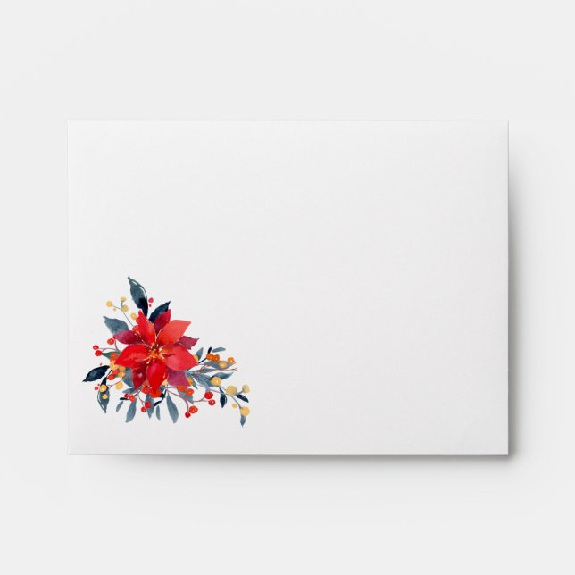 Modern Christmas Botanicals and Berries Envelope (Front)