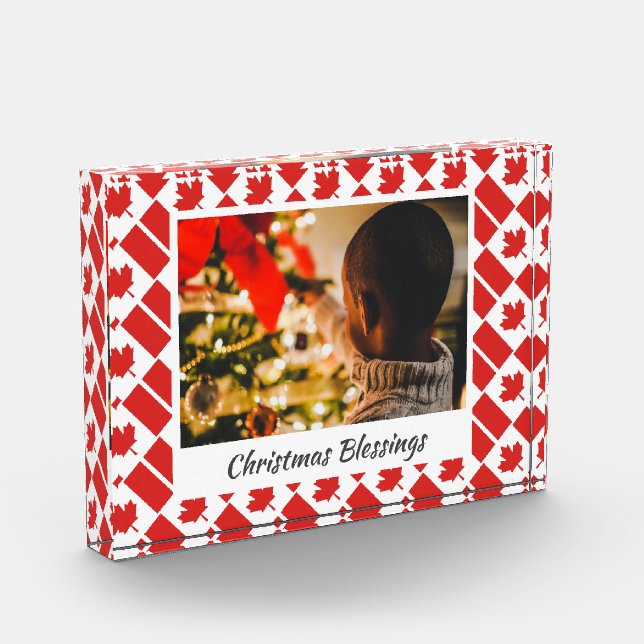 Modern Christmas CANADA Customised Keepsake Photo Block (Left)