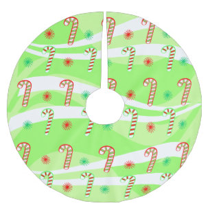 Modern Christmas Candy Canes Design Brushed Polyester Tree Skirt