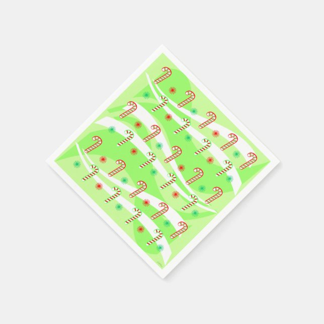 Modern Christmas Candy Canes Design Napkin (Corner)