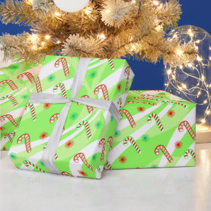 Modern Christmas Candy Canes Design Wrapping Paper