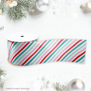 Modern Christmas Candy Stripes  Satin Ribbon